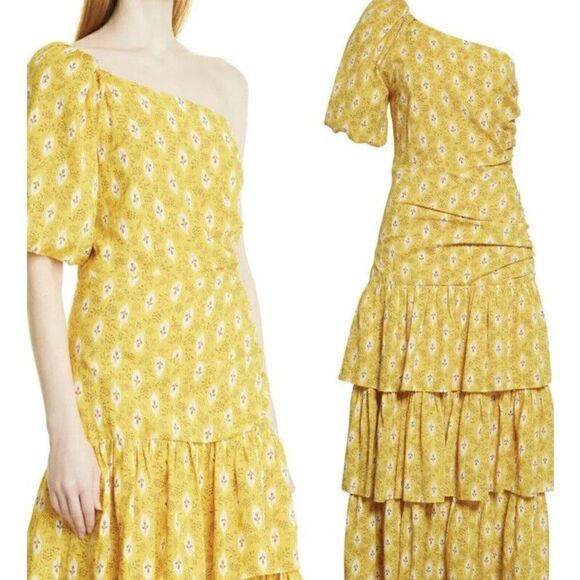 VERONICA BEARD Women's Maxi Dress Size 8 Virginia Off Shoulder Floral Yellow - Picture 4 of 16